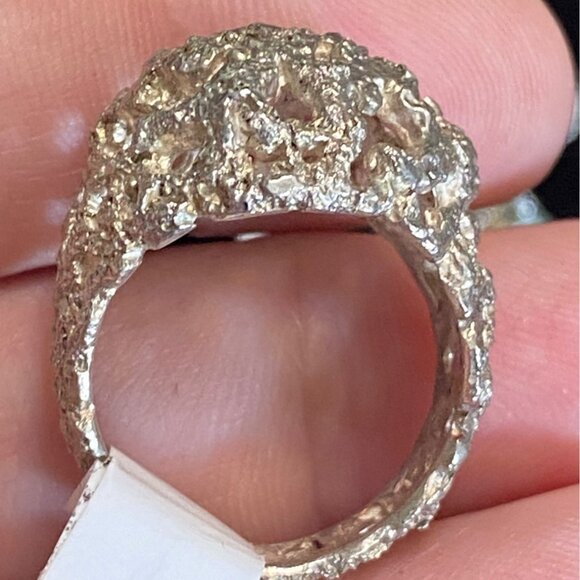 Ring Size 8 Brutalist Design Dome Sterling Silver 925 Women - Picture 4 of 11